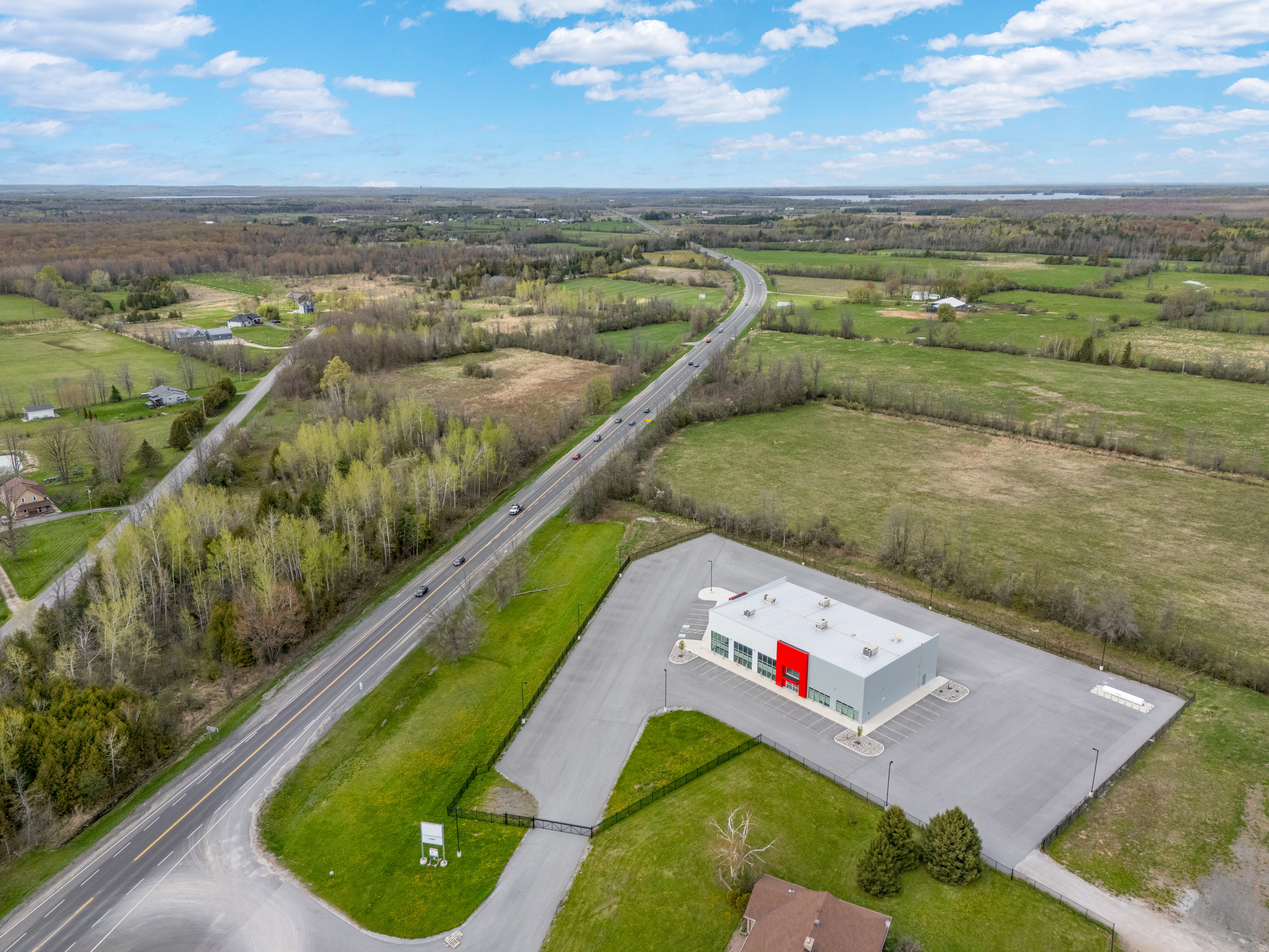 Aerial drone photography of commercial property
